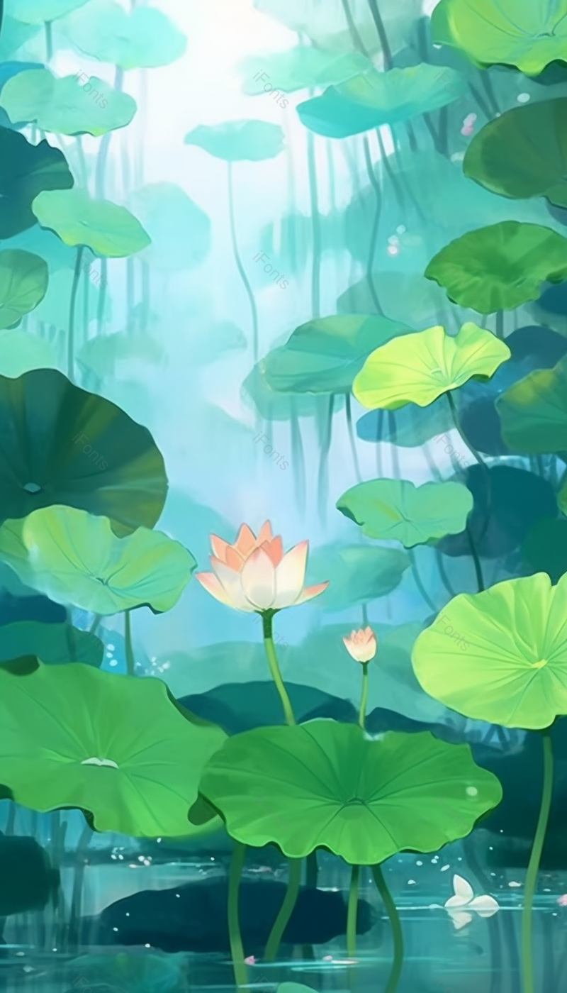 绿色节气荷花叶子插画背景,插画/手绘图,插画/手绘图库,插画/手绘图下载,插画/手绘